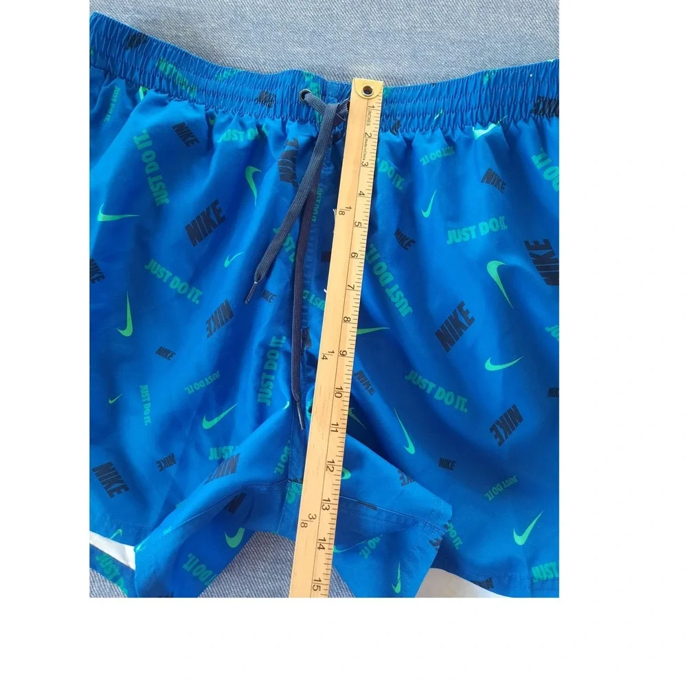 Nike Mens XL Blue Just Do It Swoosh All Over Print Swim Trunks Shorts NESSA474